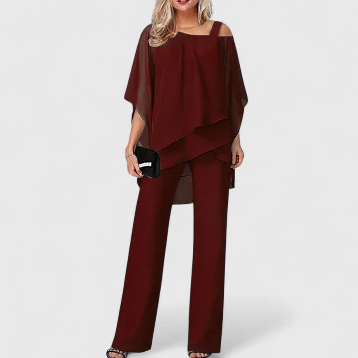 URORA - Completo donna elegante due pezzi pantalone nero