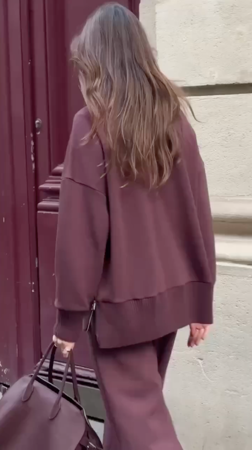 GIULIA - Completo Elegante Donna Rosso Vino e Bianco