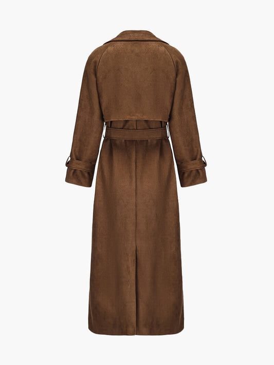 BORGARELLO - Trench lungo in suede sintetico con cintura