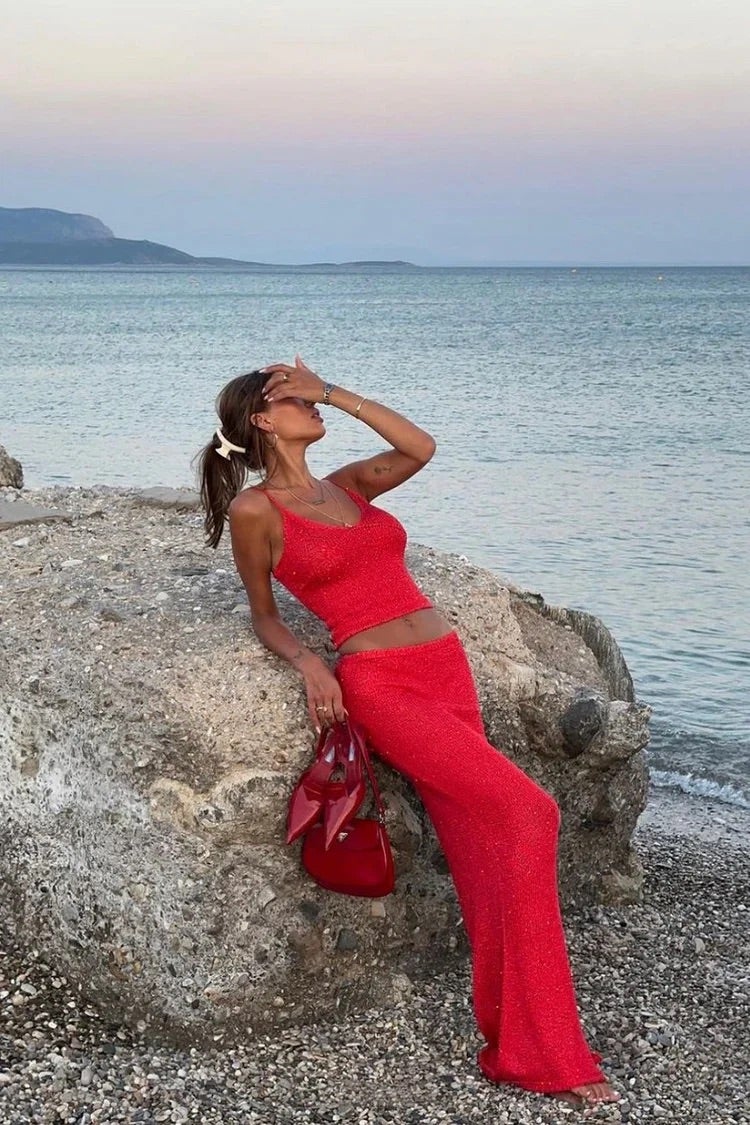 MARTINA - Completo Donna in Tricot Rosso