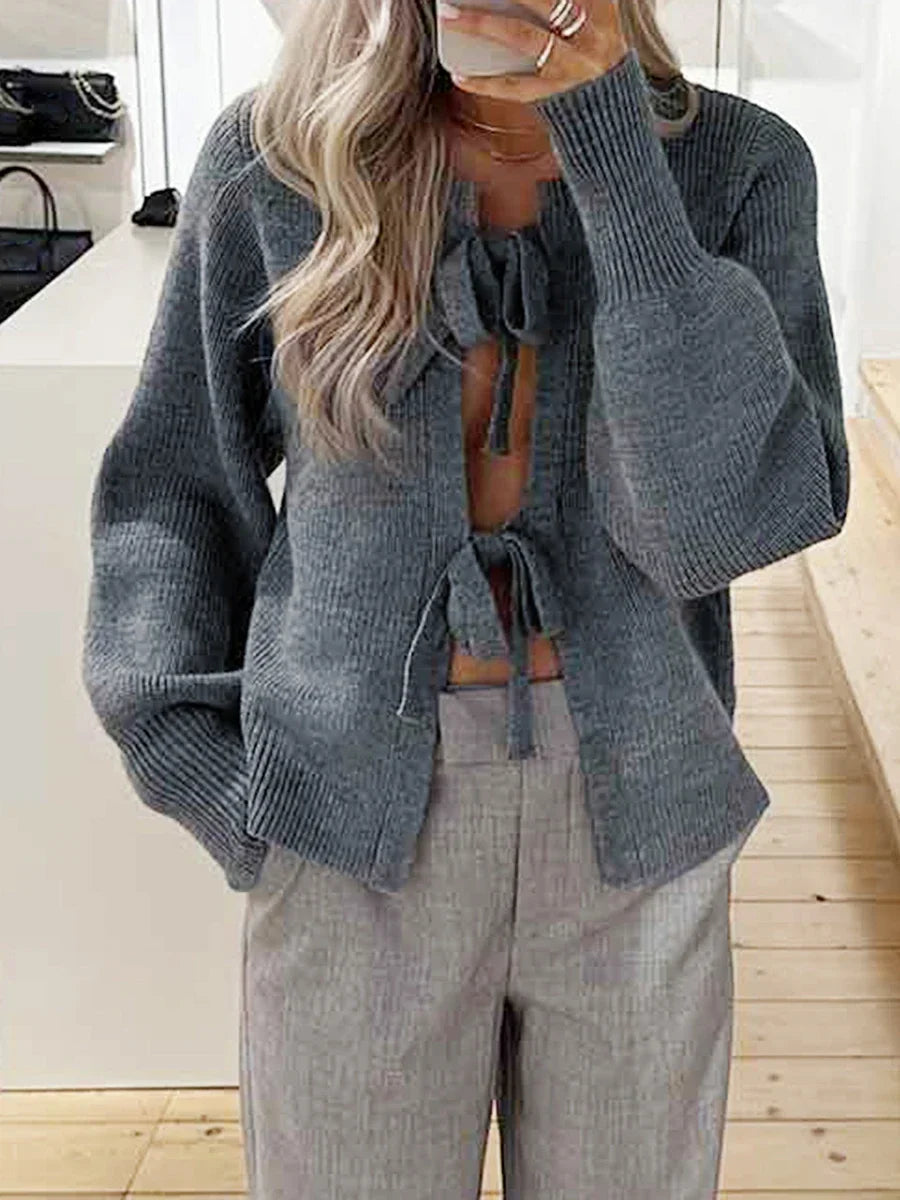 MASI - Tie Front Knit Autumn Cardigan
