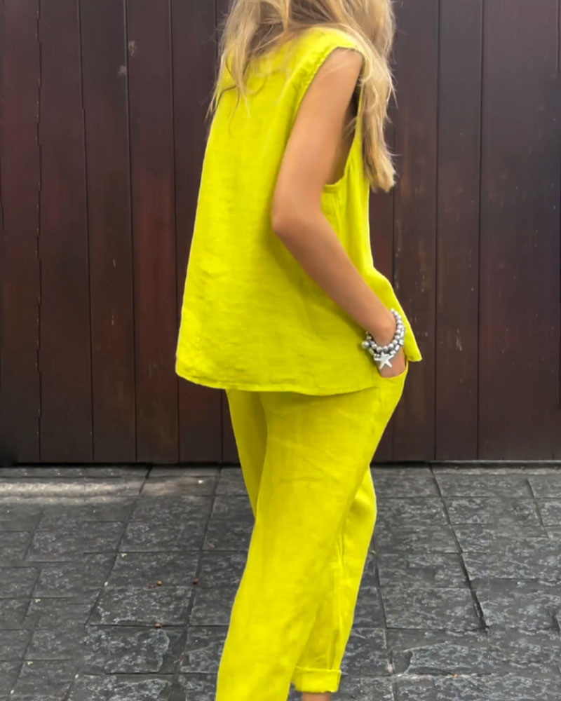 SOFIA - Set casual giallo a due pezzi