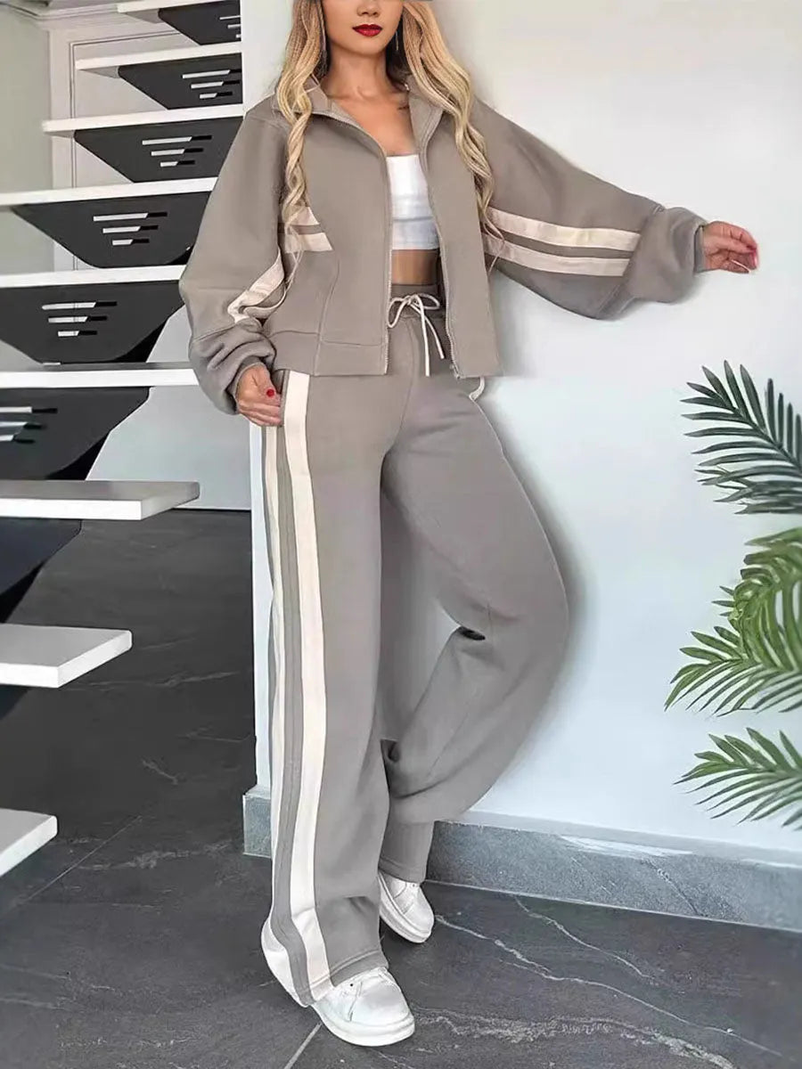 TROVO - Set due pezzi sporty a righe multicolore