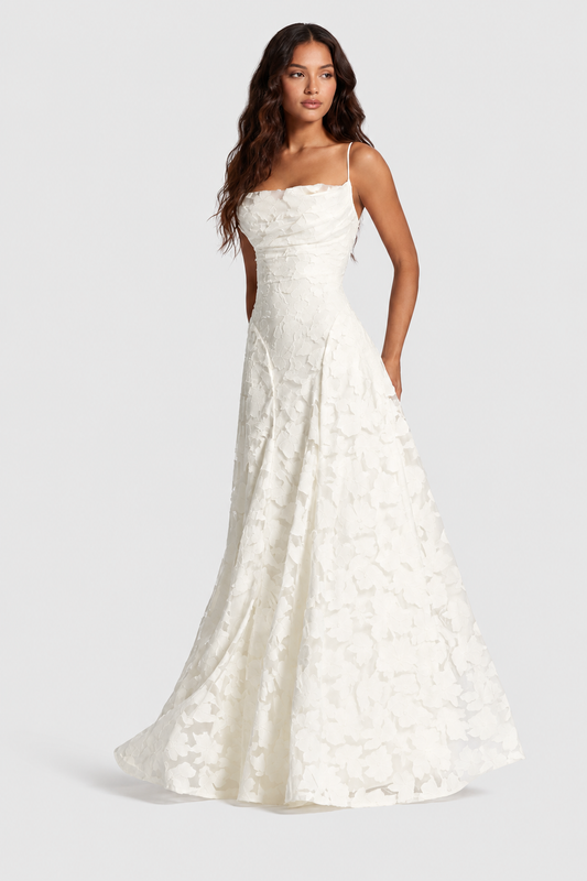 BIANCA - Abito elegante in pizzo floreale