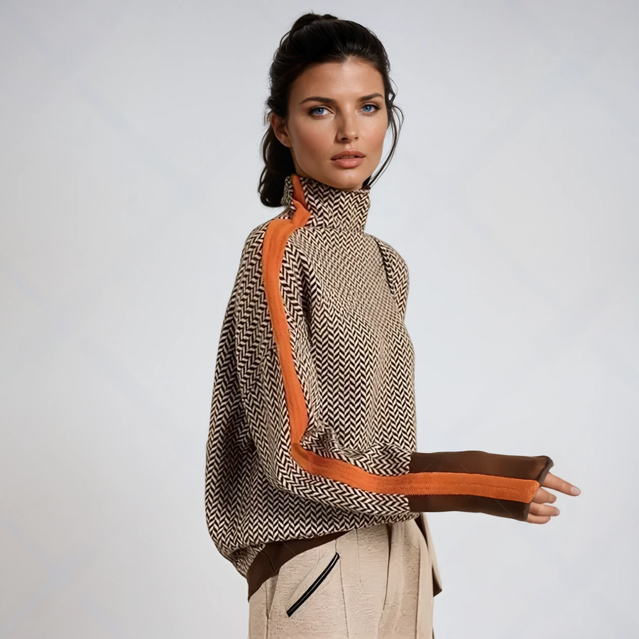 BERTONICO - Maglione a collo alto in tonalità arancio o verde