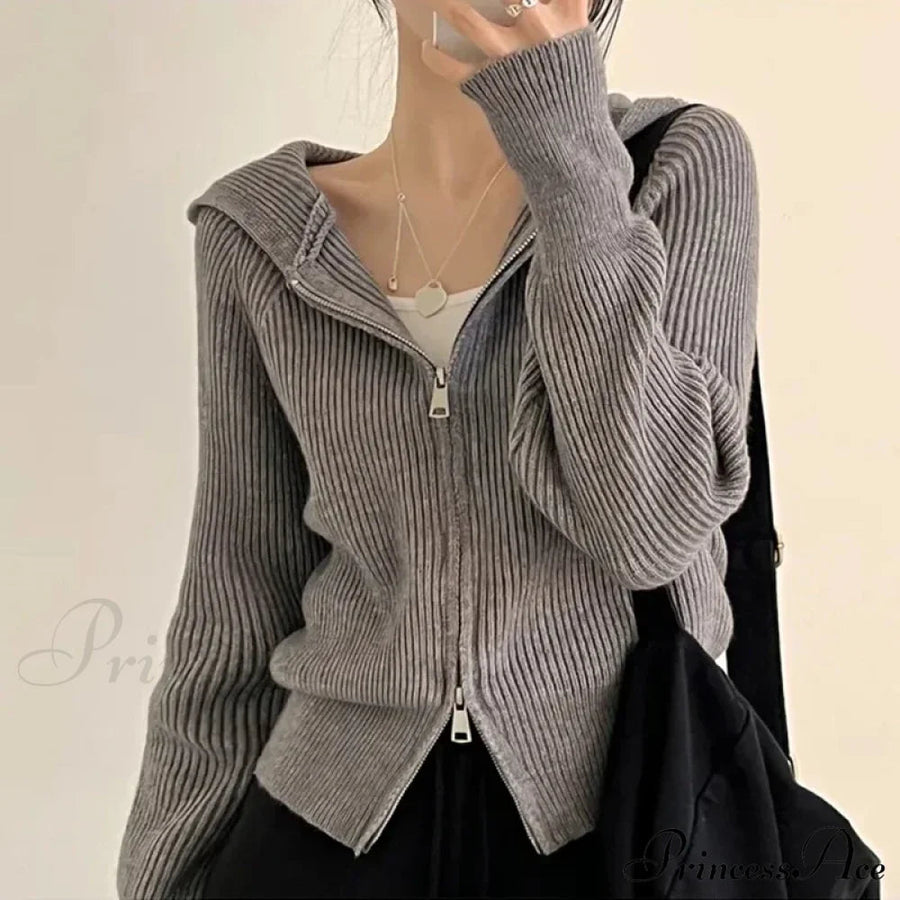 BISEGNA - Cardigan con cappuccio e zip