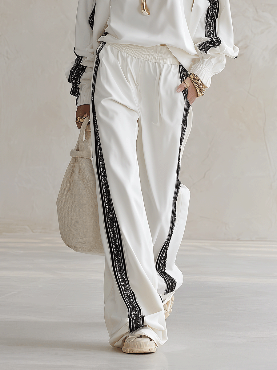CAPRI - Set due pezzi fluido con bande decorative per look urbani ✨