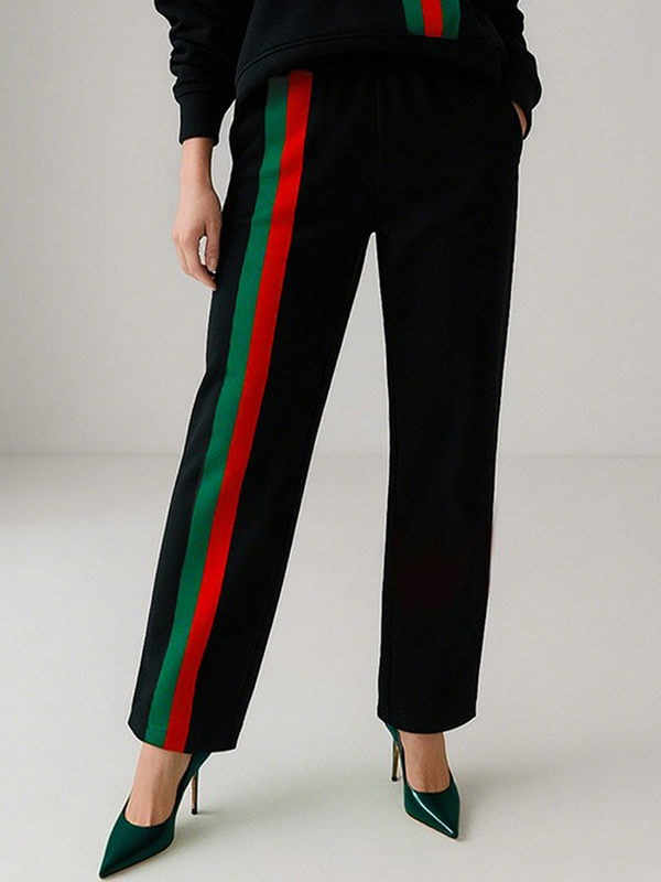 Contrast Color Striped Casual Pants Bottoms Trousers