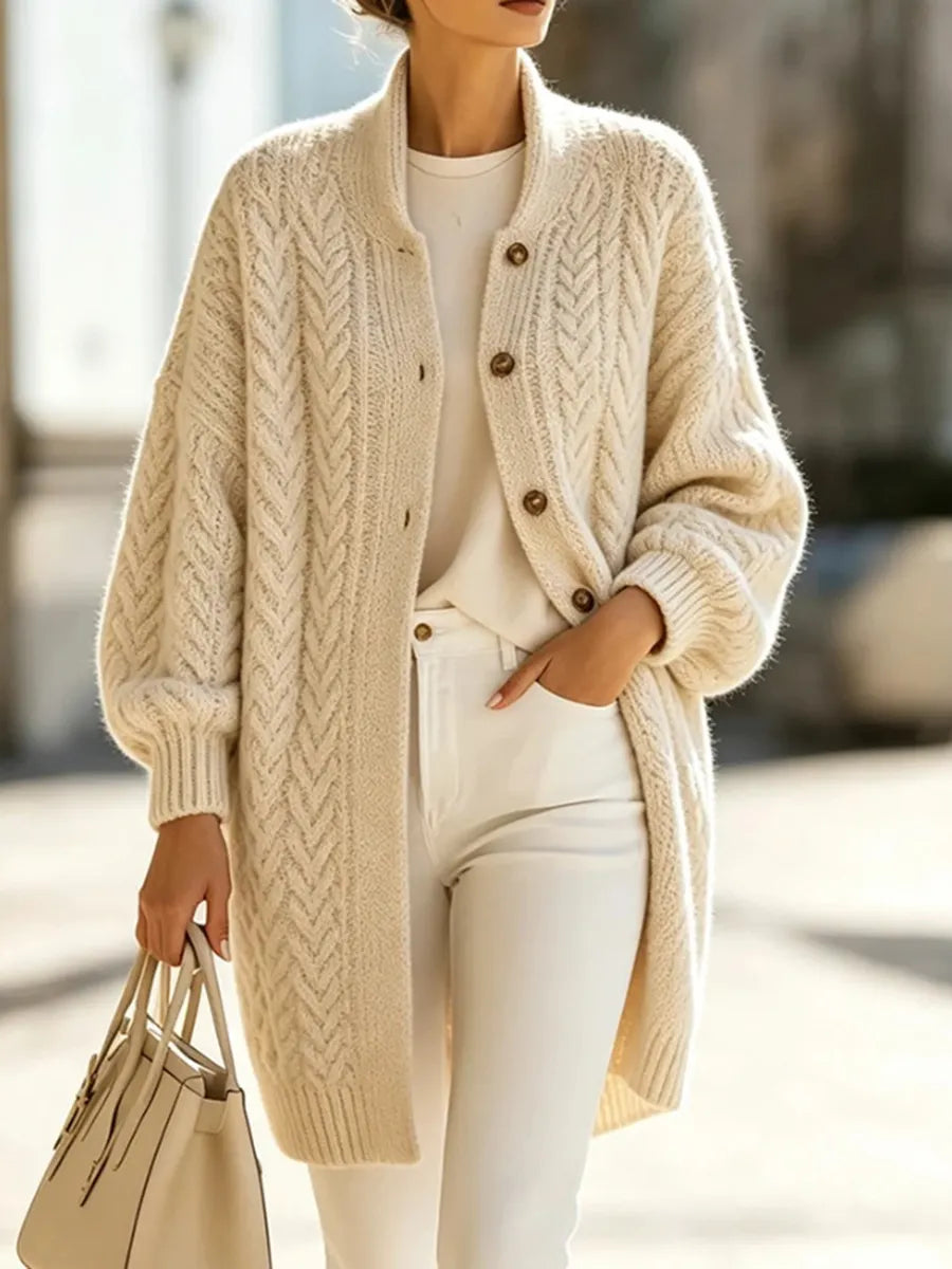 PRUDENZA - Cardigan lungo a trecce in maglia vintage