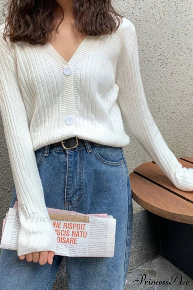 TAIPANA - Cardigan Button with Ribbed V-neckline