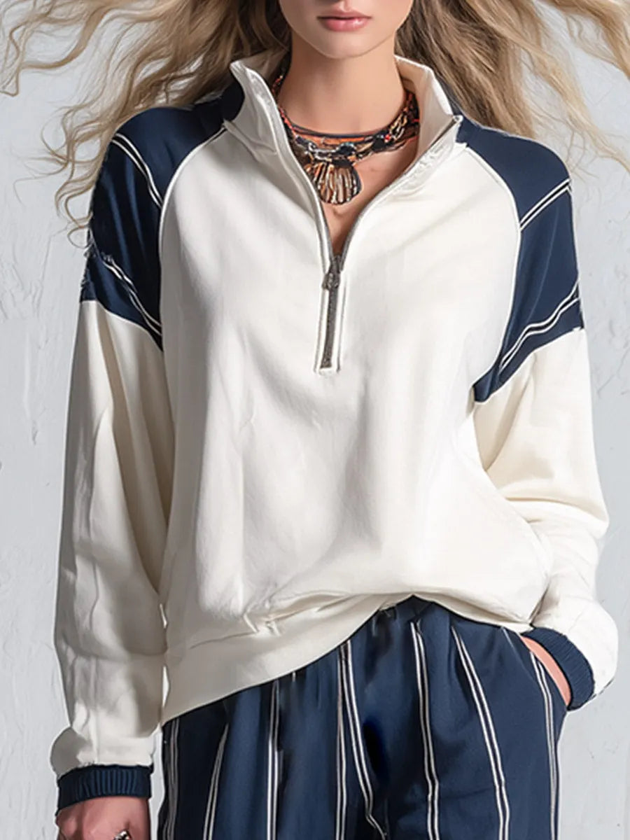 Set due pezzi con felpa raglan e pantaloni a righe