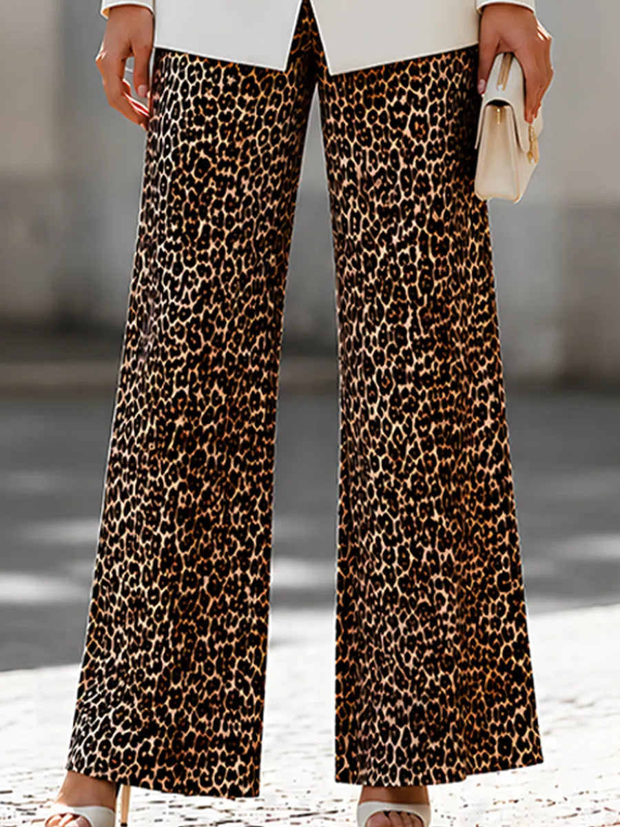 MISTRETTA - Set due pezzi avorio con blazer e pantaloni leopardati