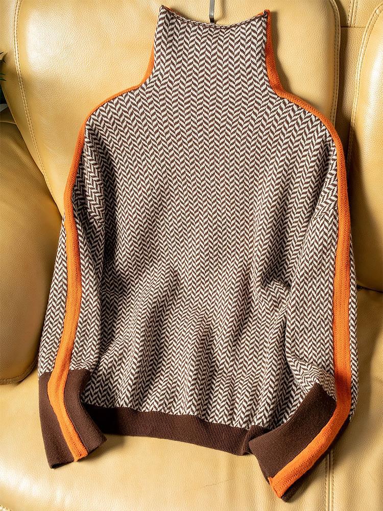 BERTONICO - Maglione a collo alto in tonalità arancio o verde