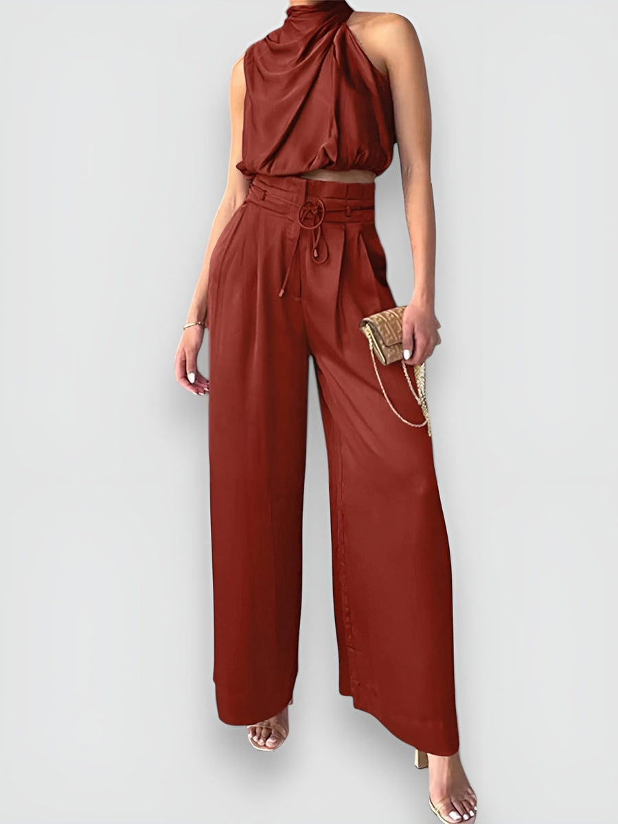 AURORA - Coordinato beige, nero e rosso