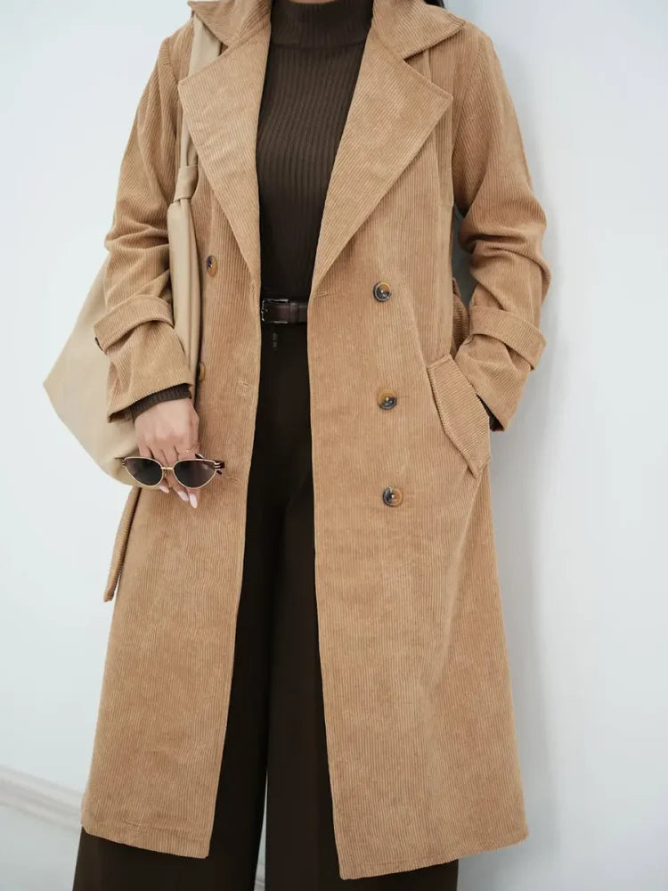SELLIA - Trench da donna in velluto a coste
