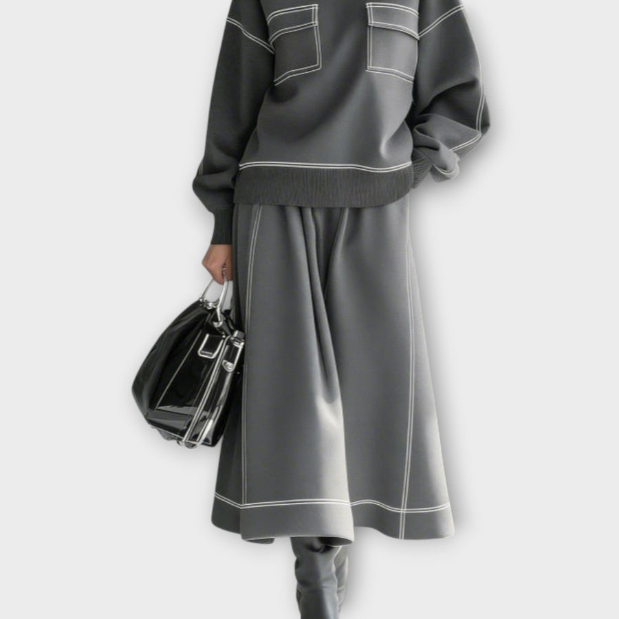 ALESSIA - Completo due pezzi grigio carbone minimal chic