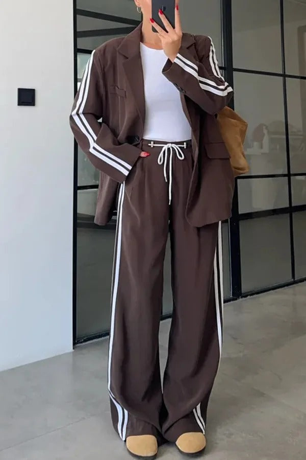 LEVVIE - Set due pezzi con blazer e pantaloni con cintura a cordino