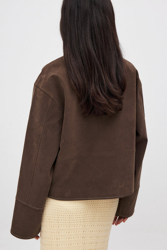 CUTROFIANO - Giacca oversize in finta pelle scamosciata