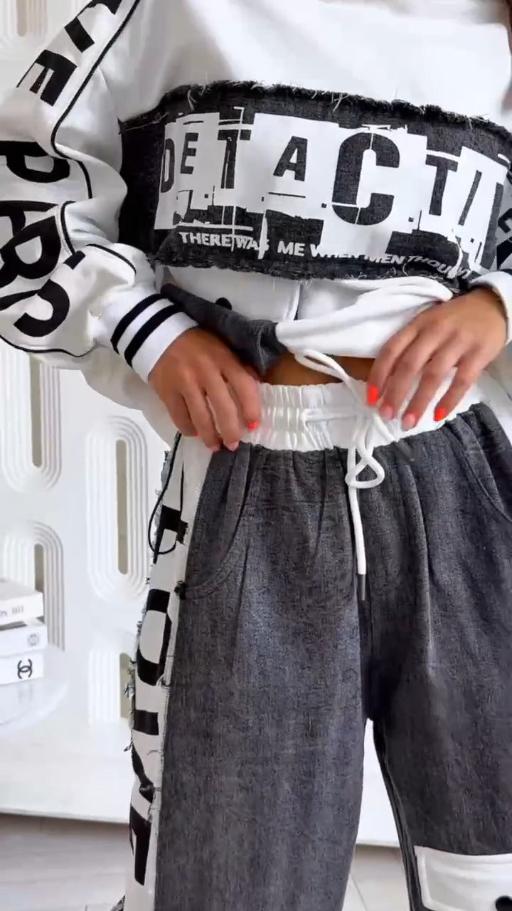 SOVRAMONTE - Set due pezzi urban con tasche cargo e scritte grintose 🔥
