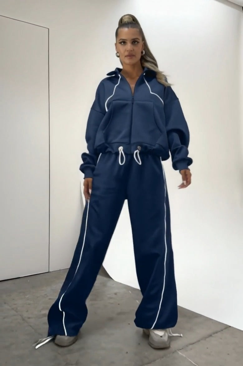 FRISA - Set due pezzi con cappuccio a righe color block e zip