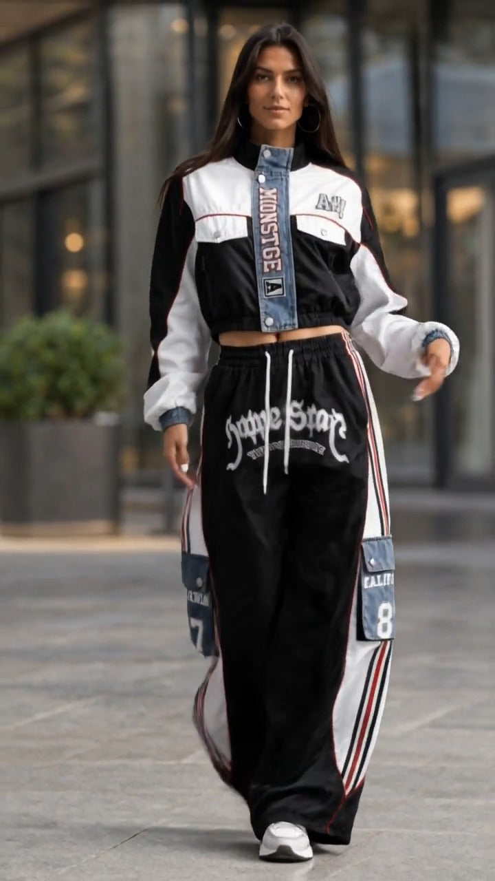 TRIPI - Set due pezzi con inserti denim per look street grintosi 🔥