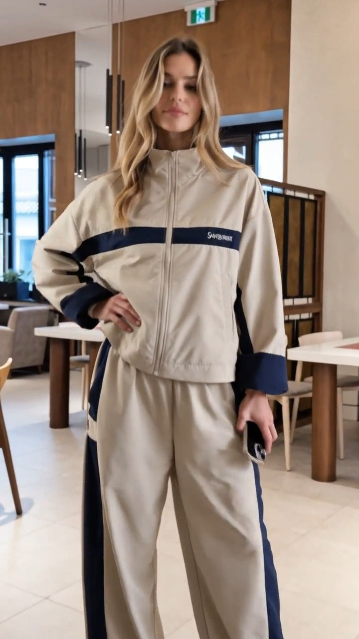 ULIVO - Set due pezzi sportivo con zip e pantaloni ampi multicolore
