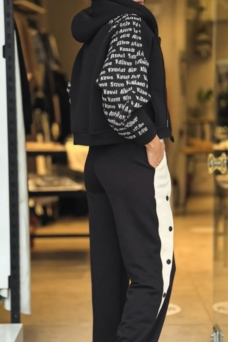 LOUNA - Set due pezzi con cappuccio e zip, stampa lettering, multicolore