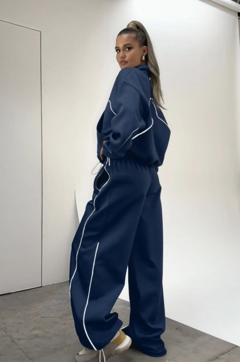 FRISA - Set due pezzi con cappuccio a righe color block e zip