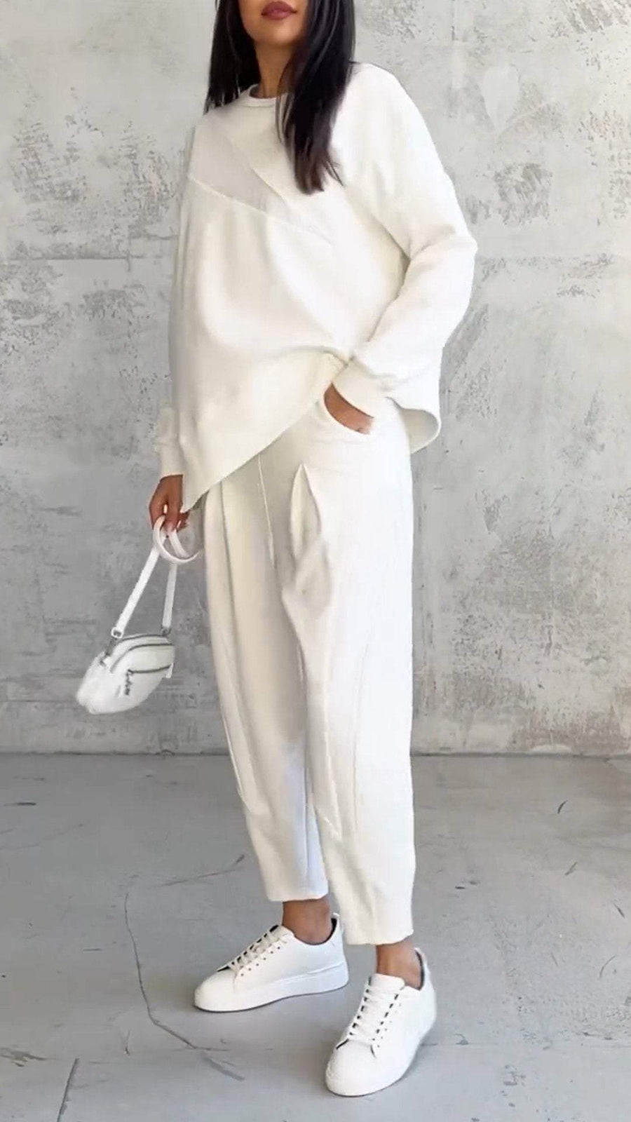 GIULIA - Completo 2 Pezzi Coordinato in Bianco, Grigio e Nero