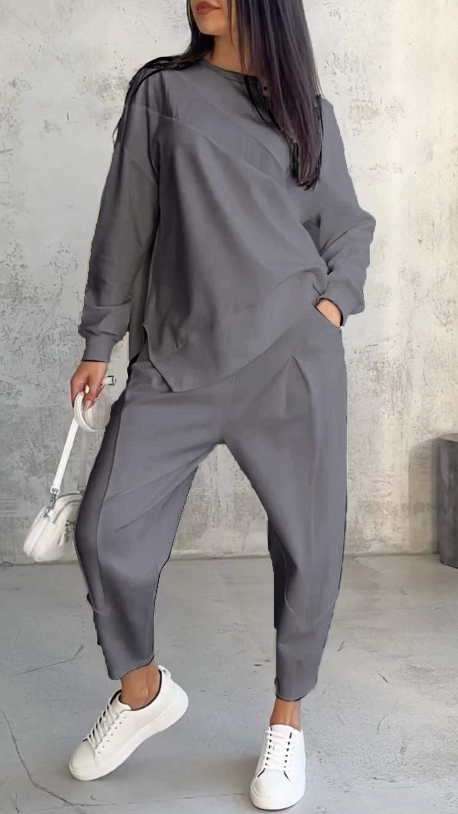 GIULIA - Completo 2 Pezzi Coordinato in Bianco, Grigio e Nero