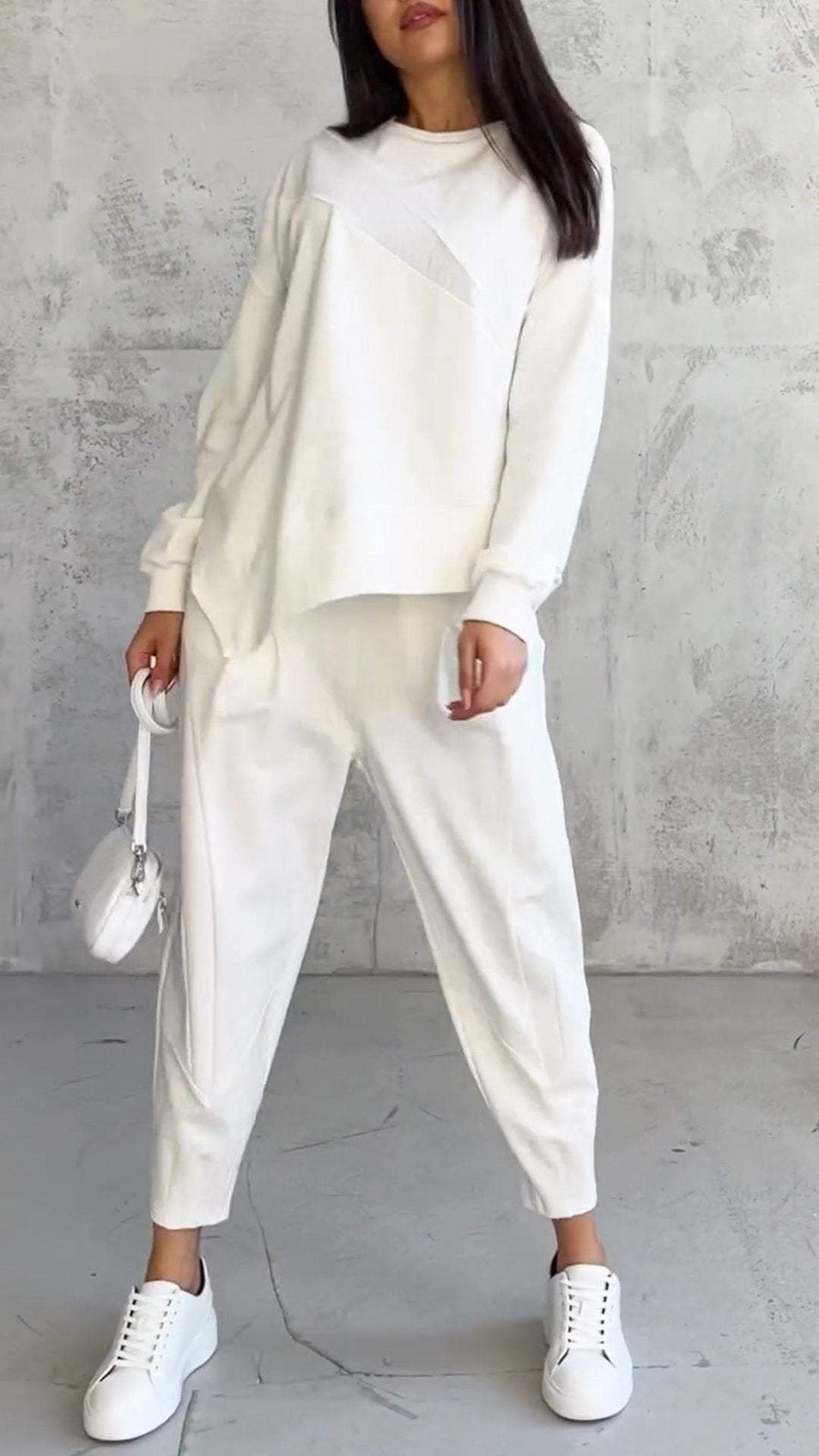 GIULIA - Completo 2 Pezzi Coordinato in Bianco, Grigio e Nero