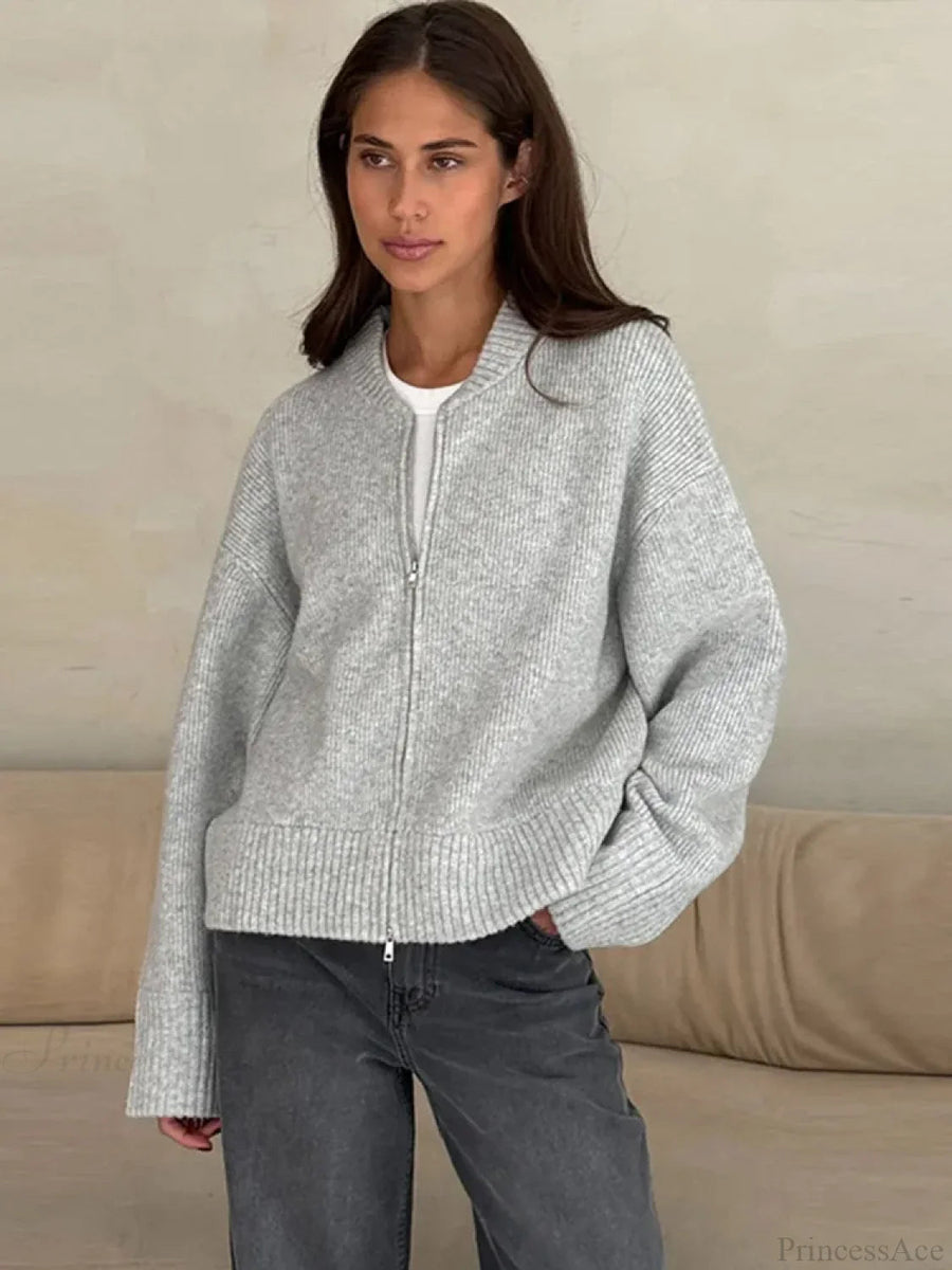 COLLIANO - Cardigan in maglia con zip e vestibilità morbida