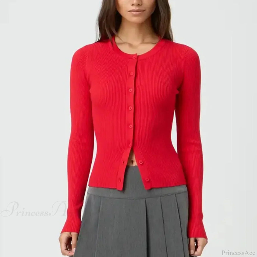 MAENZA - Cardigan slim a costine con bottoni