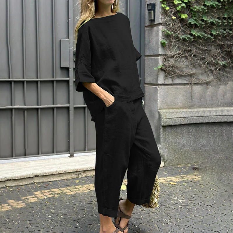 SOFIA - Completo due pezzi cotone-lino casual