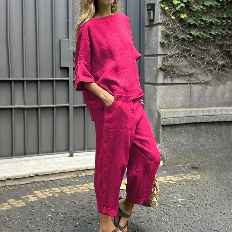 SOFIA - Completo due pezzi cotone-lino casual