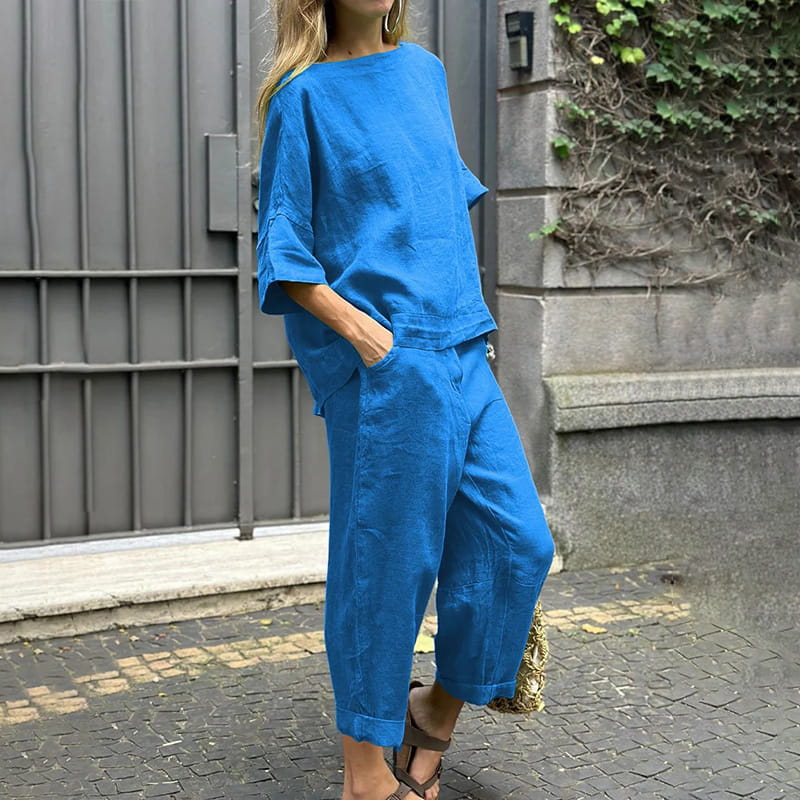 SOFIA - Completo due pezzi cotone-lino casual