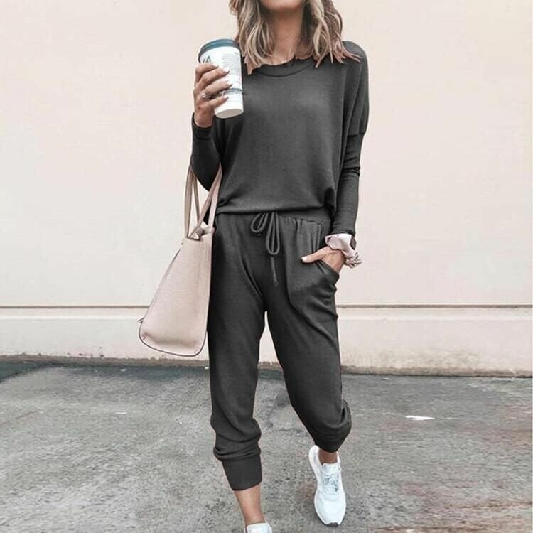 GIULIA - Completo coordinato da donna in rosa, nero e grigio
