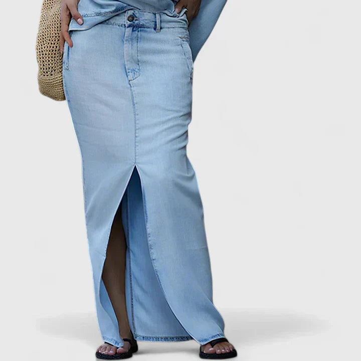 GIULIA - Gonna lunga elegante azzurro chiaro