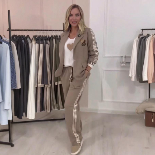 LUCIA - Completo donna blazer verde o grigio con righe laterali