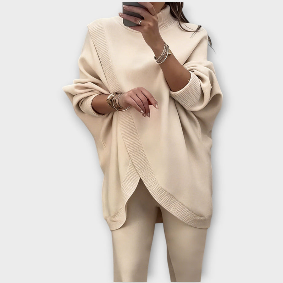 GIULIA - Completo lounge in maglia marrone e beige