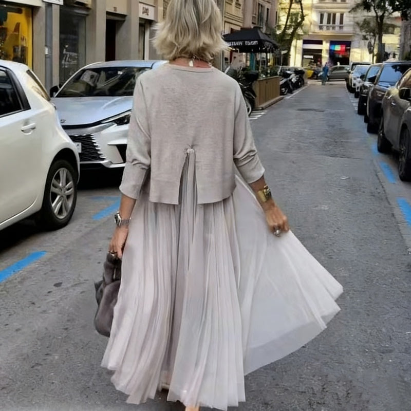 BEATRICE - Completo 2 pezzi con abito e top a maniche lunghe