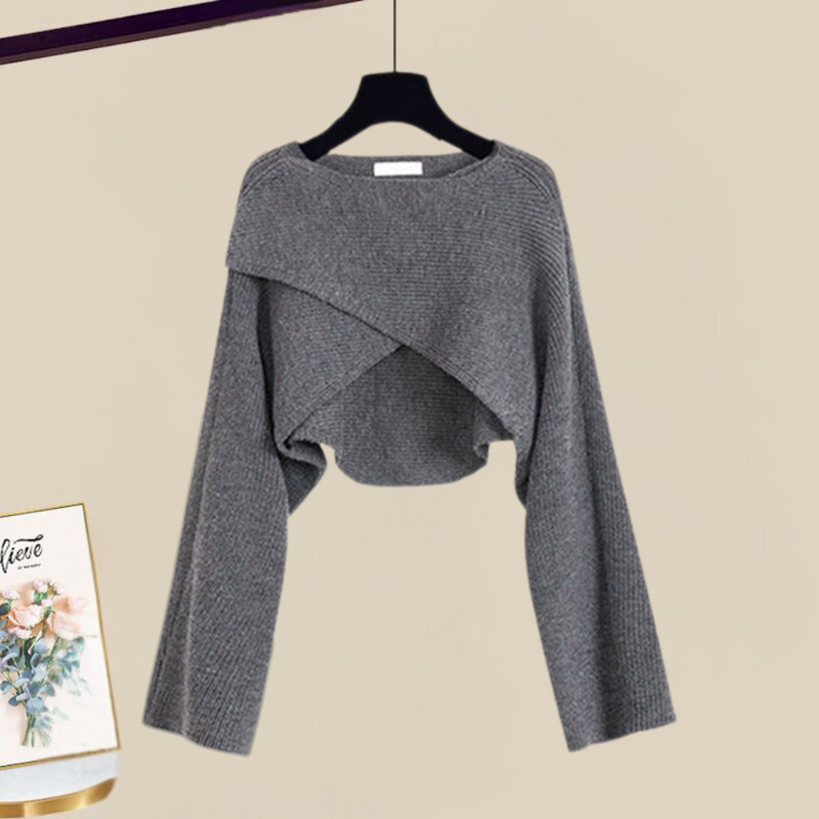 SOFIA - Completo elegante 2 pezzi grigio e marrone