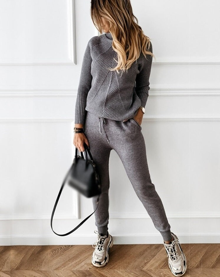 GIULIA - Completo 2 Pezzi in Maglia a Costine Donna