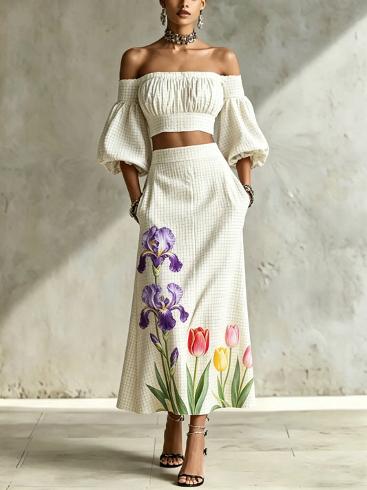 BASIANO - Completo elegante con top spalle scoperte