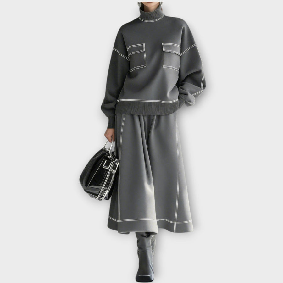 ALESSIA - Completo due pezzi grigio carbone minimal chic