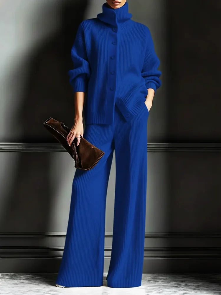 GIOVE - Set due pezzi in maglia con cardigan e pantaloni multicolore