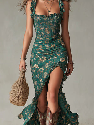GIULIA - Abito Boho Floreale con Spacco