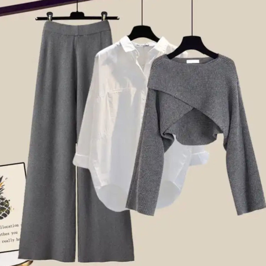 BEATRICE - Set grigio tre pezzi a maniche lunghe comode