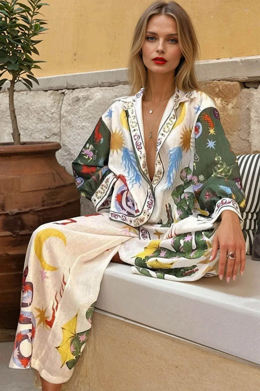 SOFIA - Set due pezzi elegante multicolore