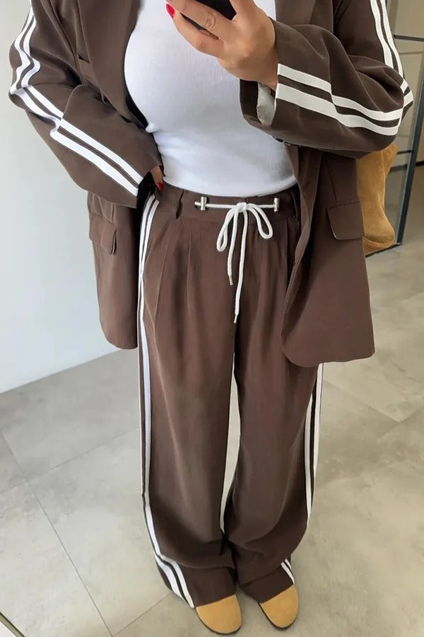 LEVVIE - Set due pezzi con blazer e pantaloni con cintura a cordino